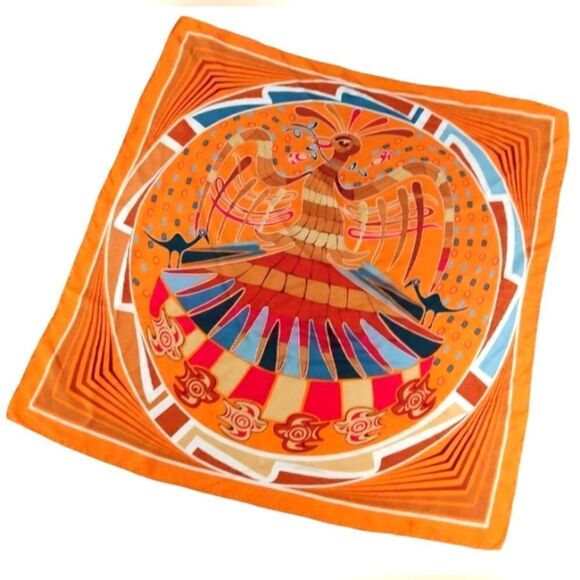 Native Aboriginal Art Silk Scarf Rolled Hem - Picture 14 of 14